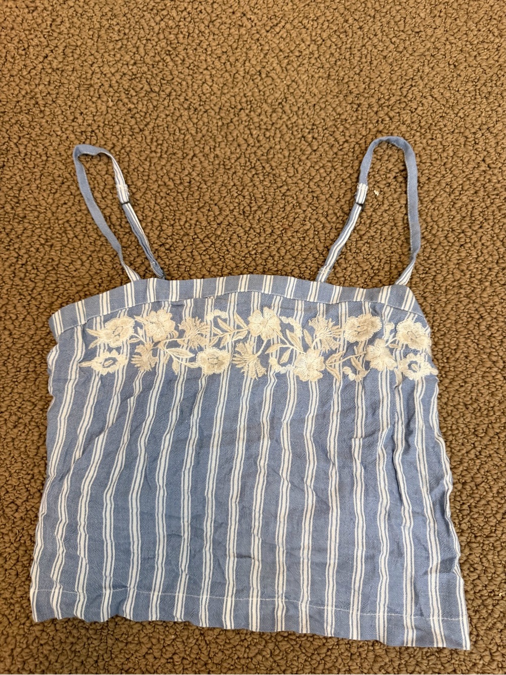 Hollister Blue and White Striped Embroidered Cami